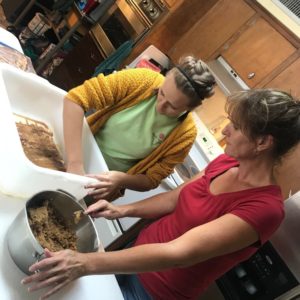Faith and Barbra-Sue making bacon