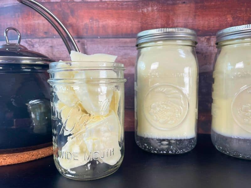 rendered tallow in jars