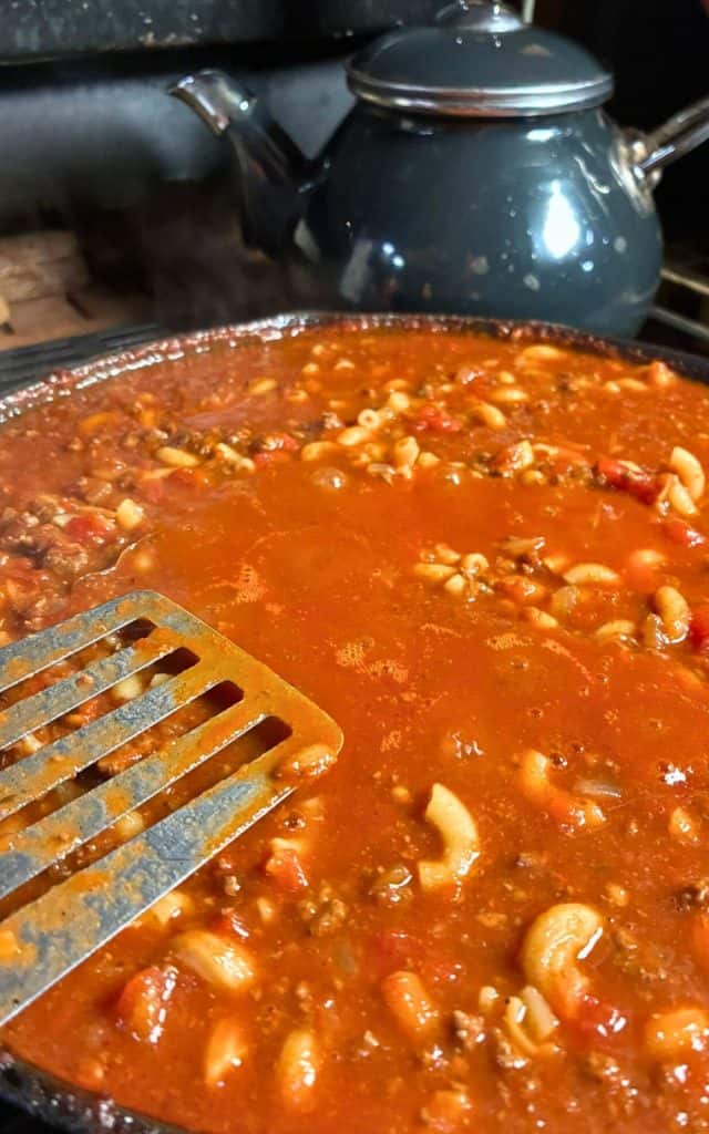 full skillet of goulash