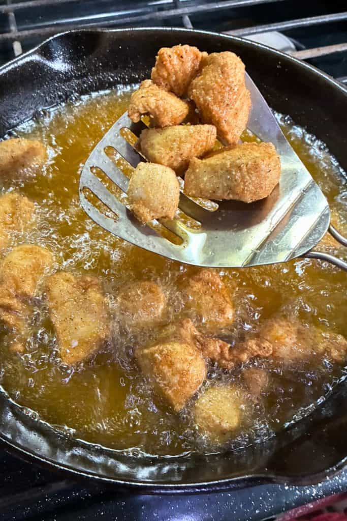 removing chicken nuggets from oil
