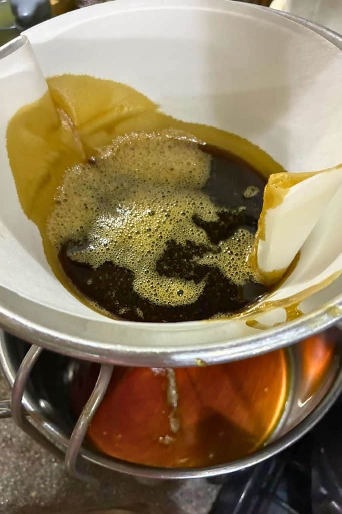filtering the syrup