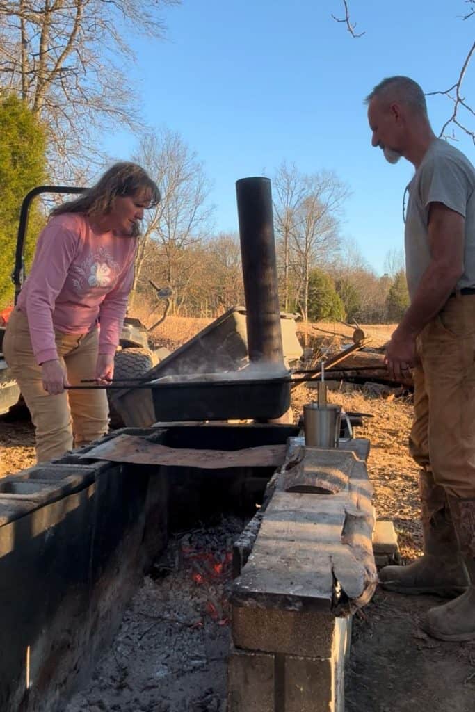 lifting syrup off the heat