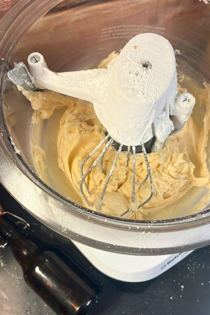 mixed frosting in the bowl