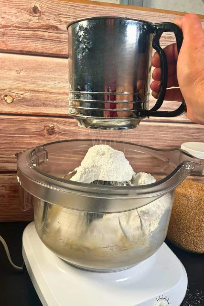 sifting the powdered sugar
