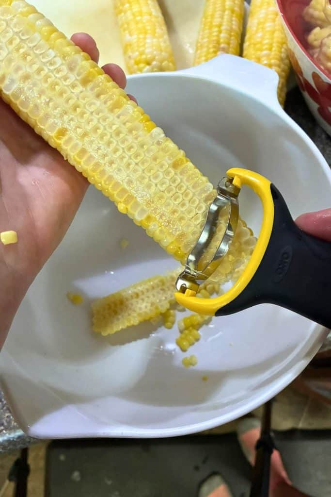 using corn stripper