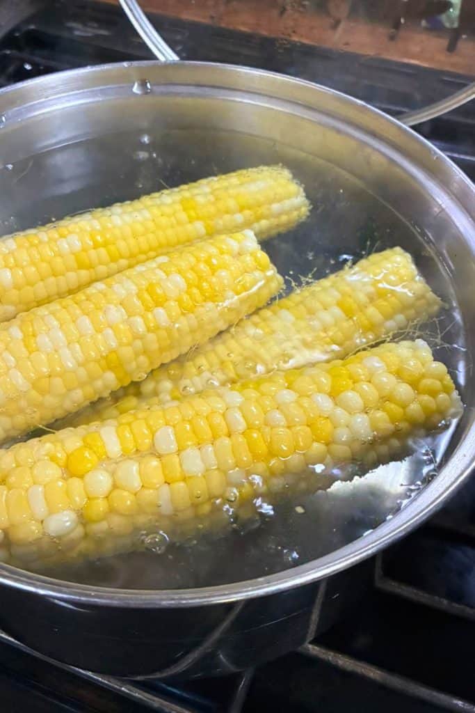 Blanch corn in boiling water for 3 minutes.