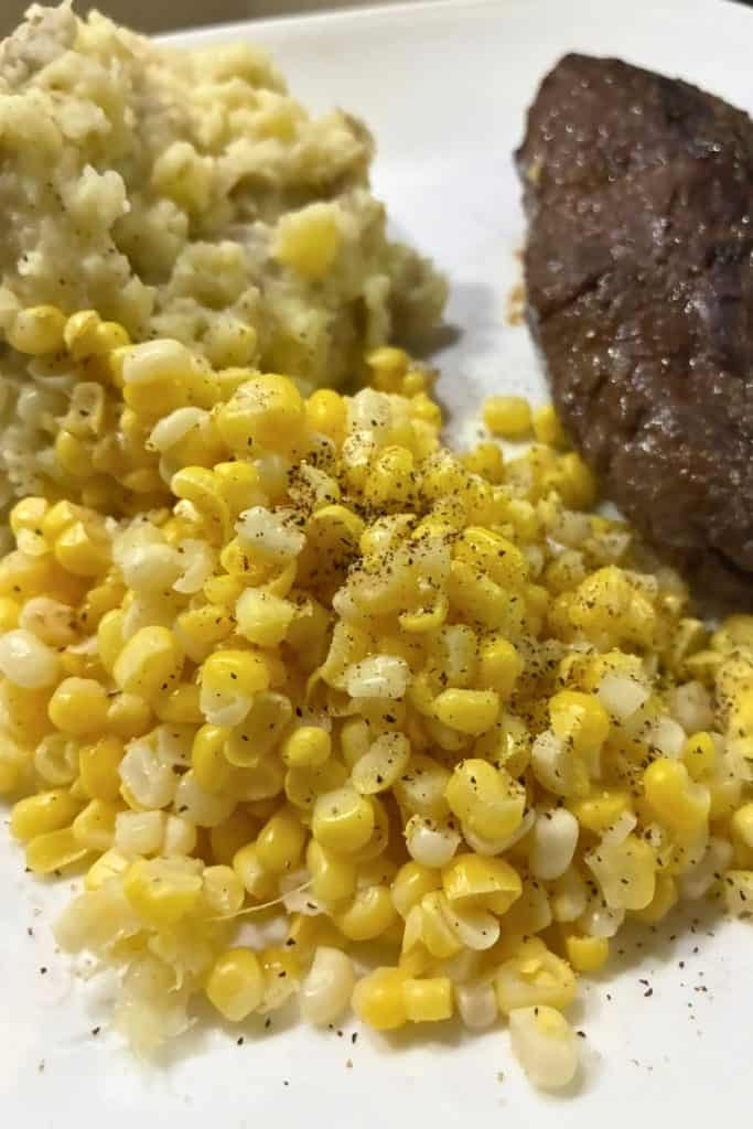 corn canned with Grandma;s Canning Acid on a dinner plate